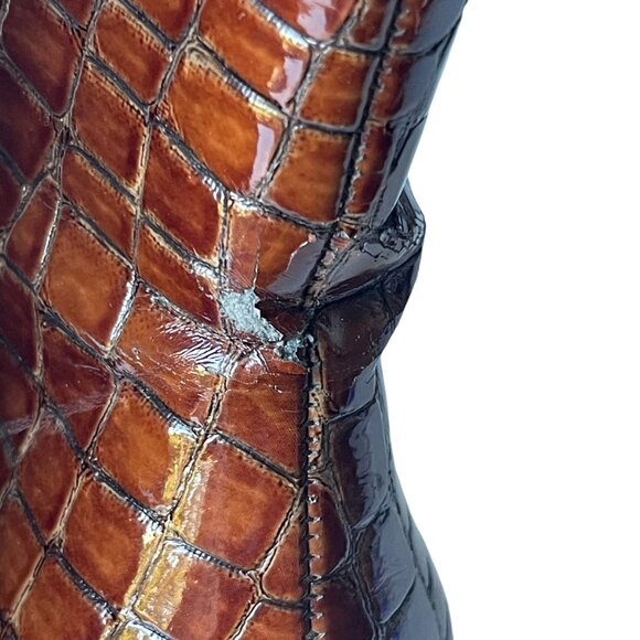 Golden Brown Croc Gator 90s Boots - 7.5 - Picture 6 of 8